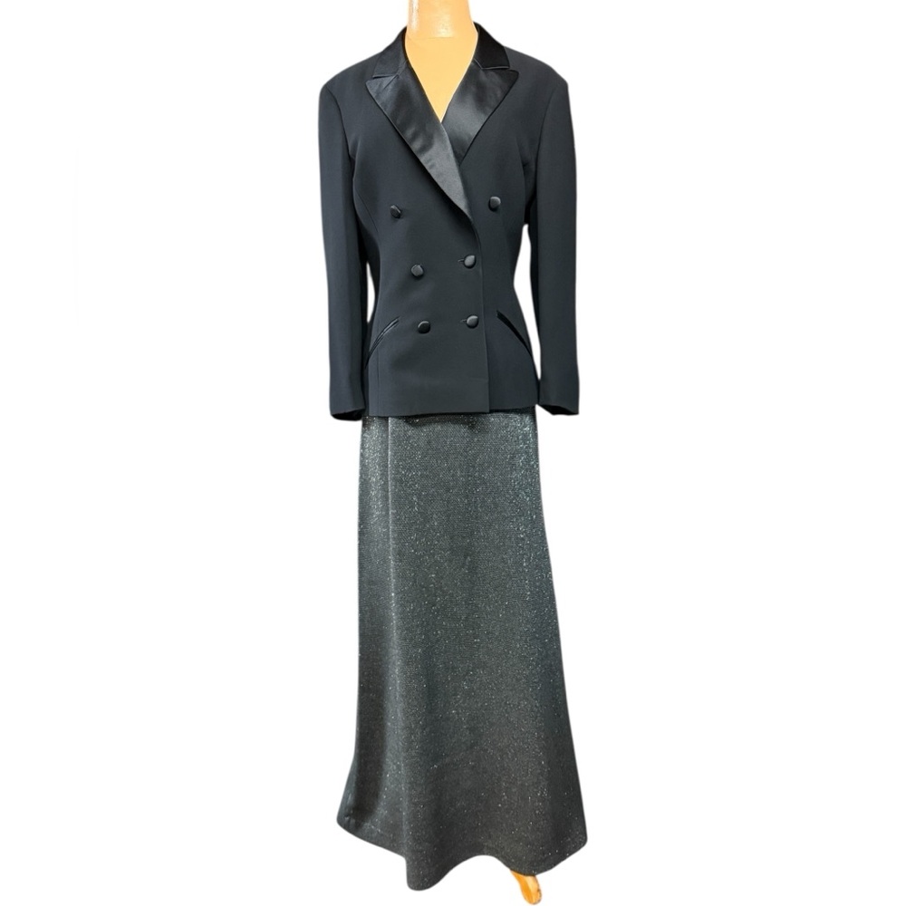 Kasper ASL, Vintage Tuxedo Straight Maxi Skirt Suit